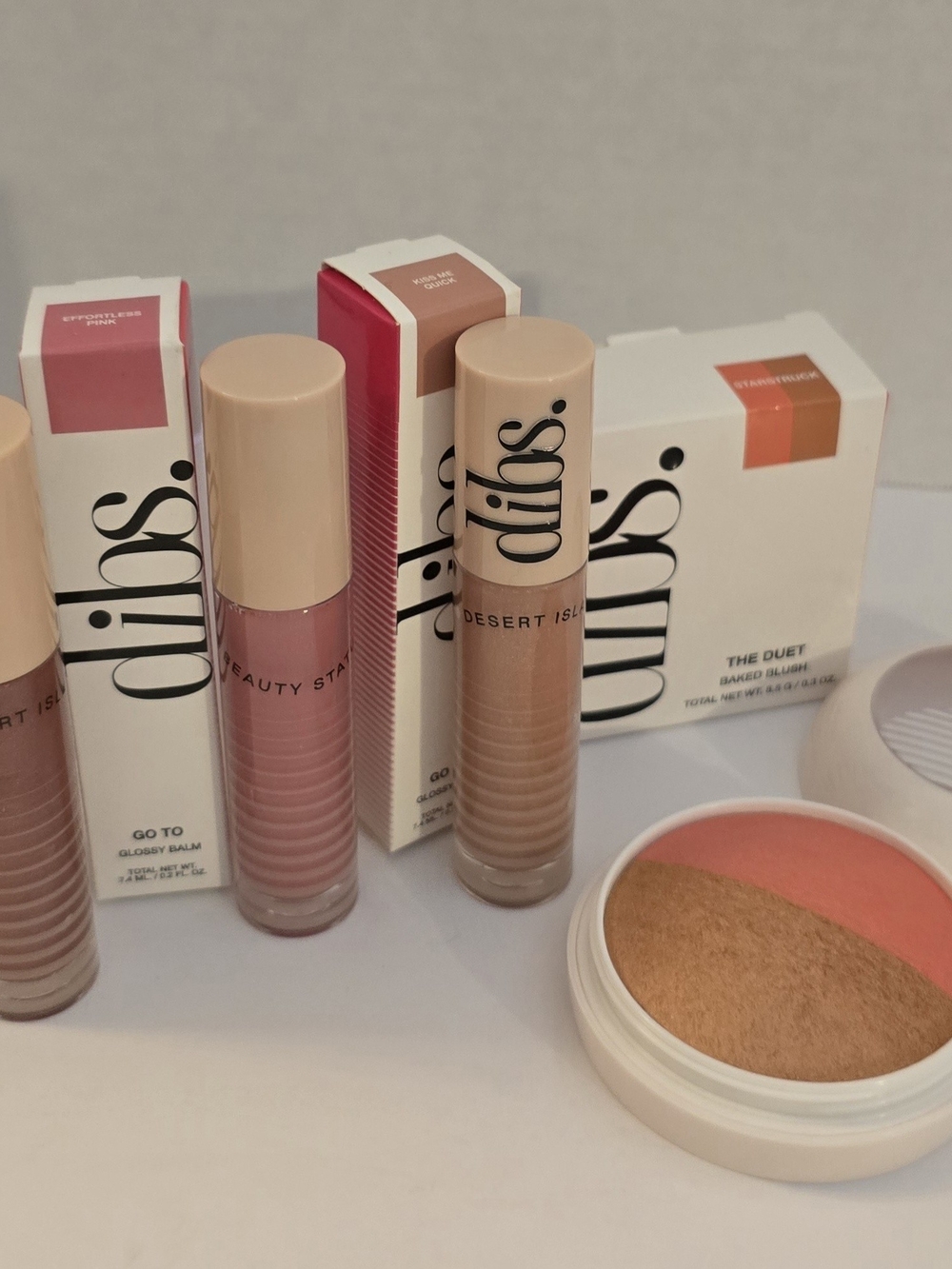 DIBS Go To Glossy Balm & The Duet Baked Blush Bundle - Pink & Nude Shades
